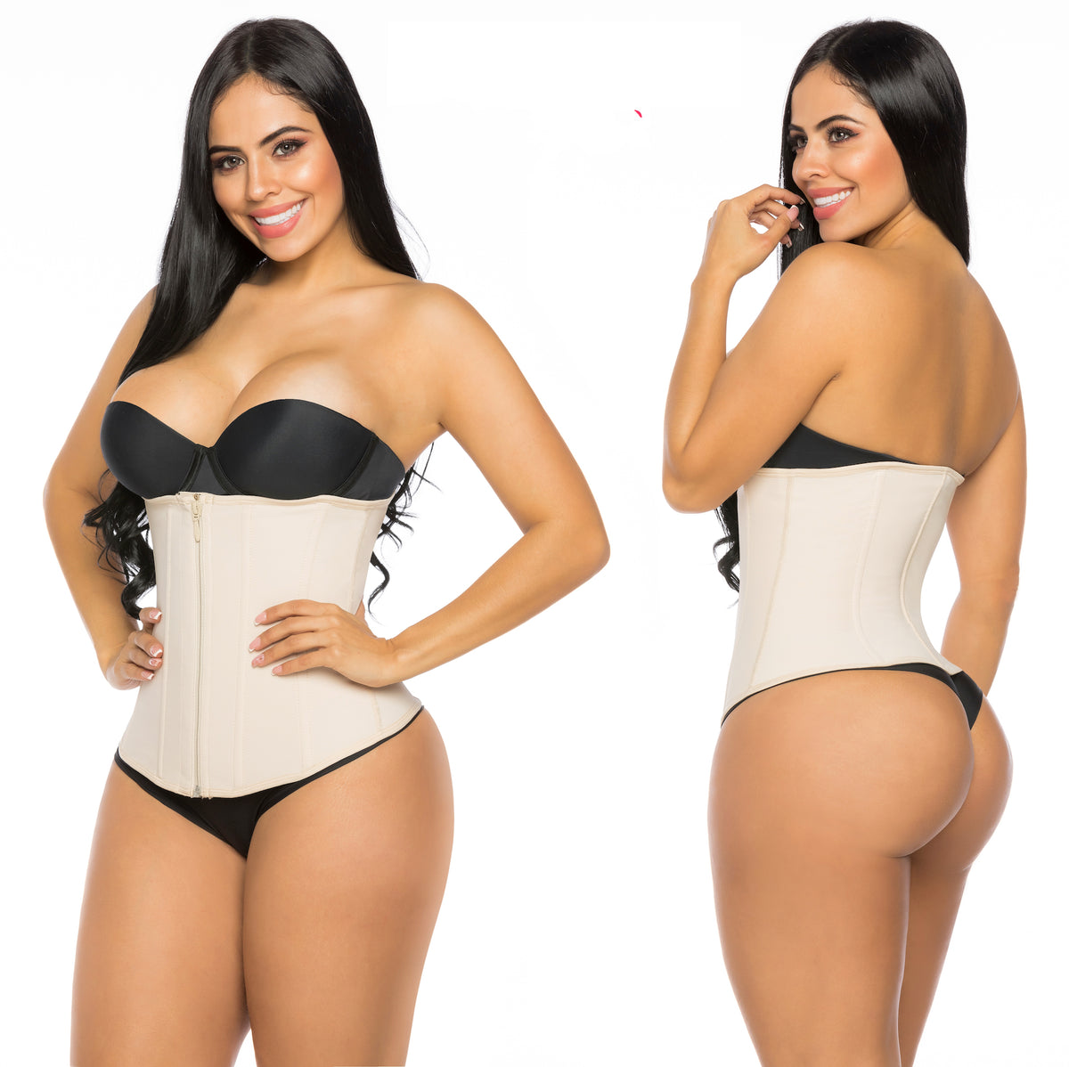 DM Shapewear - Plus Beige 607 Chaleco Waist trainer Exposed Látex